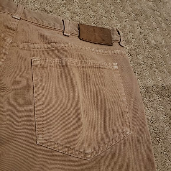 Vintage Calvin Klein Jeans Men's 38 Tan Made in USA Easy Fit Stonewash Denim 90s - Picture 3 of 14